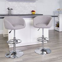 Flash Furniture CH-TC3-1066L-GYFAB-GG Contemporary Gray Fabric Adjustable Height Barstool